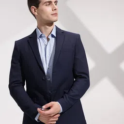 INVICTUS Slim Fit Notched Lapel Collar Textured Single Breasted Smart Casual Blazer image 5