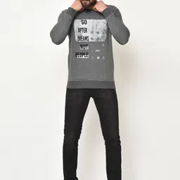 Duke Men Grey & White Printed Sweatshirt image 5