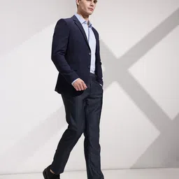 INVICTUS Slim Fit Notched Lapel Collar Textured Single Breasted Smart Casual Blazer image 4