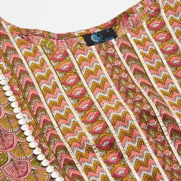 SERONA FABRICS Mustard Yellow & Pink Printed Cotton Tunic image 2