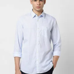 Van Heusen White Cotton Slim Fit Printed Shirt-picture-33
