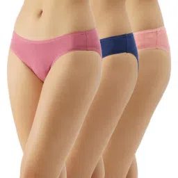 Amante Pink & Blue Low Rise Bikini - Pack Of 3-image-26
