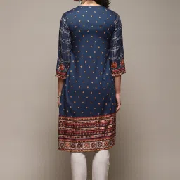 Biba Blue Printed Straight Kurta image 2