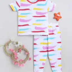 Bumzee Kids White Printed T-Shirt With Pyjamas-image-58