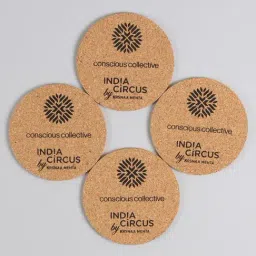 India Circus by Krsnaa Mehta White Cork Printed Flutters & Flowers Coaster - Set of 4 image 4