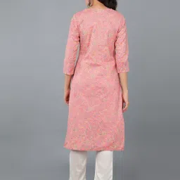 Vaamsi Pink Cotton Printed Straight Kurta image 2