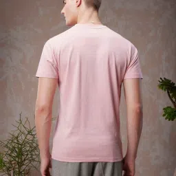 Bewakoof American PIMA Light Pink Regular Fit Crew T-Shirt image 2