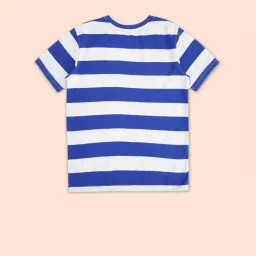 Pantaloons Junior Blue & White Cotton Striped T-Shirt image 2