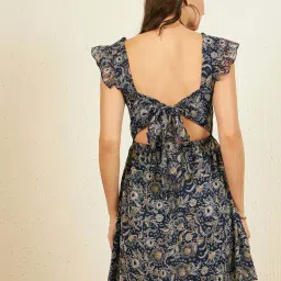 Carlton London Navy Printed A-Line Dress image 2
