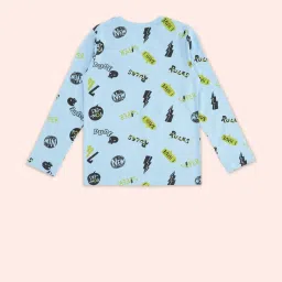 Pantaloons Junior Blue Cotton Printed Full Sleeves T-Shirt image 2