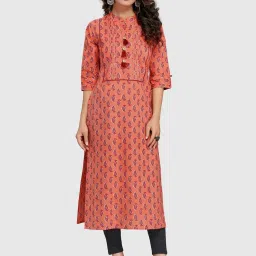 Rajnandini Orange Printed Straight Kurta image 1