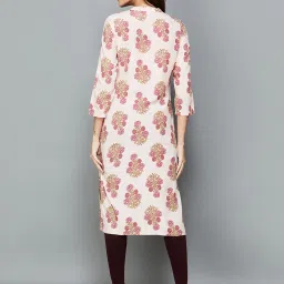 Melange by Lifestyle Peach Floral Print Straight Kurta image 2