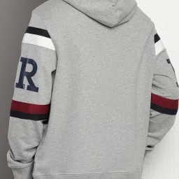 Tommy Hilfiger Light Grey Heather Cotton Regular Fit Logo Printed Hooded Sweatshirt image 2