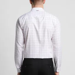 Peter England White Slim Fit Checks Shirt image 2