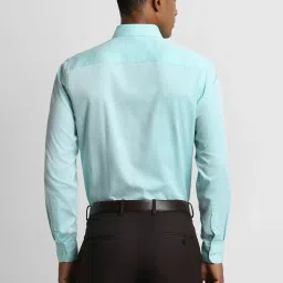 Peter England Sea Blue Slim Fit Shirt image 2