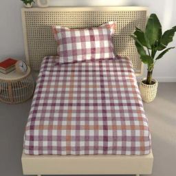 BIANCA Estonia Wine Cotton 116 TC 115 GSM Single Size Bedsheet With Pillow Cover-picture-41