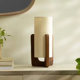 Ellementry Brown & Beige Wood Gren Shade Table Lamp image 2