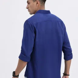 showoffff Showoff Blue Linen Slim Fit Shirt image 2