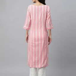 Aurelia Pink Striped Straight Kurta image 2
