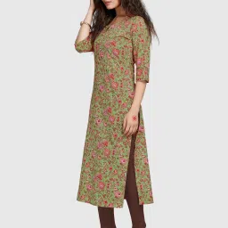 Rajnandini Green Printed Straight Kurta image 3