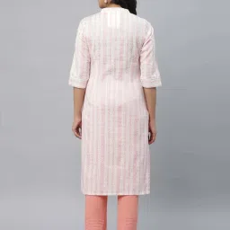 Aurelia Peach Woven Pattern Straight Kurta image 2