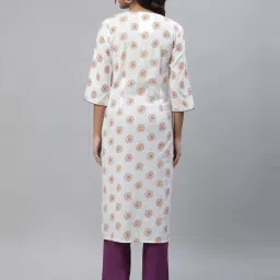 Aurelia White Cotton Printed Straight Kurta image 2