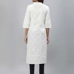 Aurelia White Cotton Printed Straight Kurta image 2
