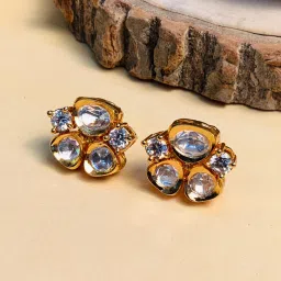 Abdesigns Gold Plated Kundan Polki Stud Earrings image 2