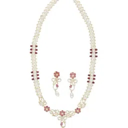 Sri Jagdamba Pearls White Elegance Entwined Necklace & Earring Set image 3