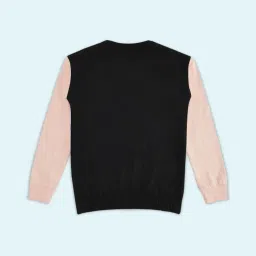 Pantaloons Junior Black & Pink Cotton Printed Full Sleeves Sweatshirt image 2