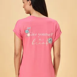 Dreamz by Pantaloons Coral Cotton Graphic Print T-Shirt image 2