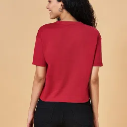 People by Pantaloons Maroon Graphic Print Top image 2