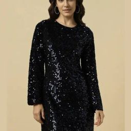 Allen Solly Black Polyester Solid Regular Fit Casualdresses-picture-13