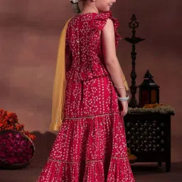Libas Kids Girls Red Cotton Printed Lehenga Choli image 2