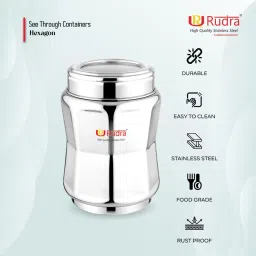 Rudra Silver Stainless Steel Container with See Through Lid image 2