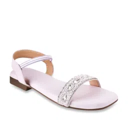 The White Pole Women's Light Purple Ankle Strap Sandals image 2