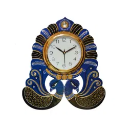 eCraftIndia Handcrafted Papier-Mache 2 Peacocks Decorative Wall Clock-image-13
