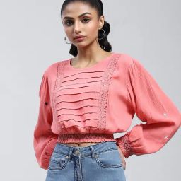 Label Ritu Kumar Pink Embroidered Top-picture-21