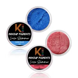 KINDED Makeup Pigments Loose Shimmer Powder Eyeshadow 04 Dark Blue & 11 Carrot Red Combo-image-67