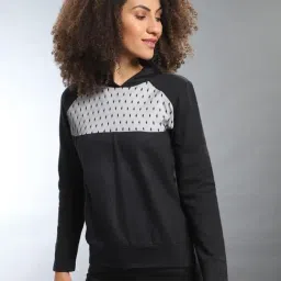 Campus Sutra Black Geometric Print Hoodie-picture-10