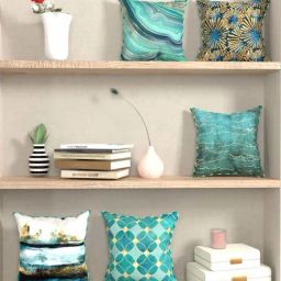 Bianca Suzane Teal Green & Golden Microfibre Cushion Cover - Set of 5-picture-4