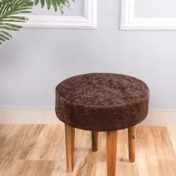 Ikiriya Nayla Brown Wood Stool Sparkle Velvet Finish-picture-12