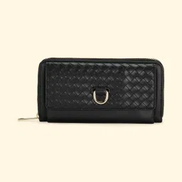 Forever Glam by Pantaloons Black Woven Medium Zip Around Wallet for Women image 2