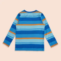 Pantaloons Junior Blue Cotton Striped Full Sleeves T-Shirt image 2