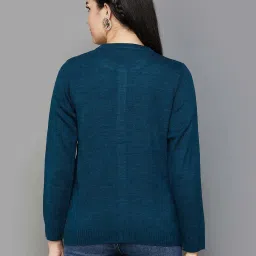 Melange by Lifestyle Teal Blue Self Pattern Cardigan image 2