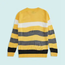 Pantaloons Junior Yellow & Grey Striped Full Sleeves Sweater image 2