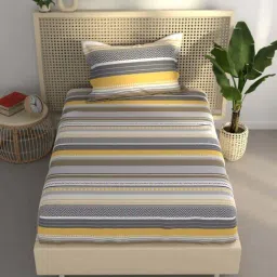 BIANCA Estonia Yellow Cotton 116 TC 115 GSM Single Size Bedsheet With Pillow Cover-picture-10
