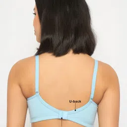 Clovia Blue Cotton Solid T-Shirt Bra image 2