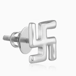 GIVA 925 Sterling Silver Swastik Stud for Men, Single image 2