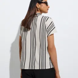 Wardrobe by Westside Off-White Stripe Printed Top image 2